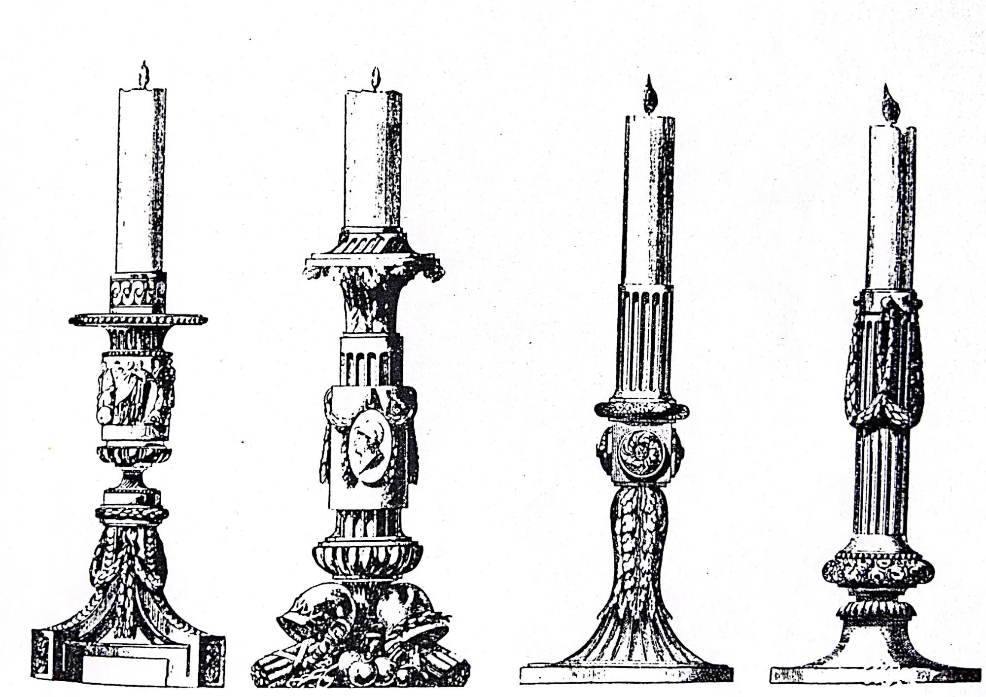 Diseños de candeleros Luis XVI, por Lalonde
