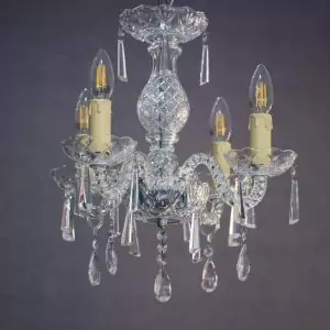 lampara de techo de cristal transparente 5 luces – vista frontal