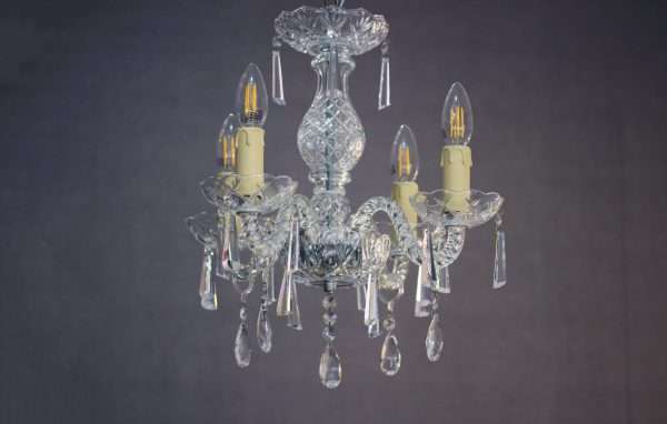 lampara de techo de cristal transparente 5 luces – vista frontal