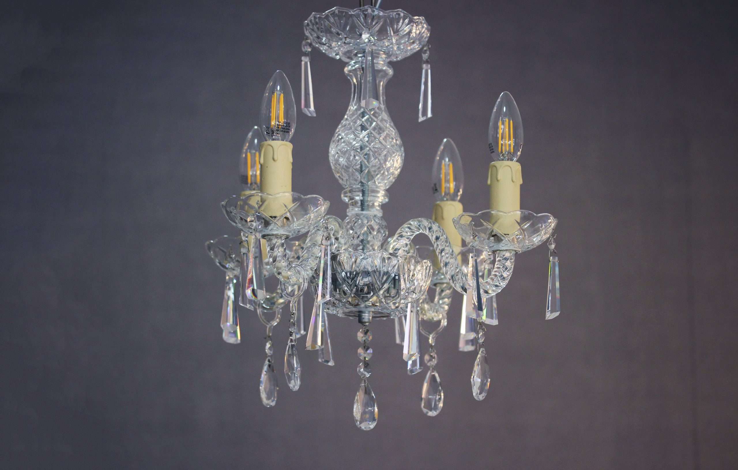 LAM-001-CL_01 lampara de techo de cristal transparente 5 luces – vista frontal